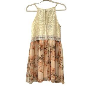By & By Women's Dress Peach Floral Print / Top Lace Design - Size See Below #BH